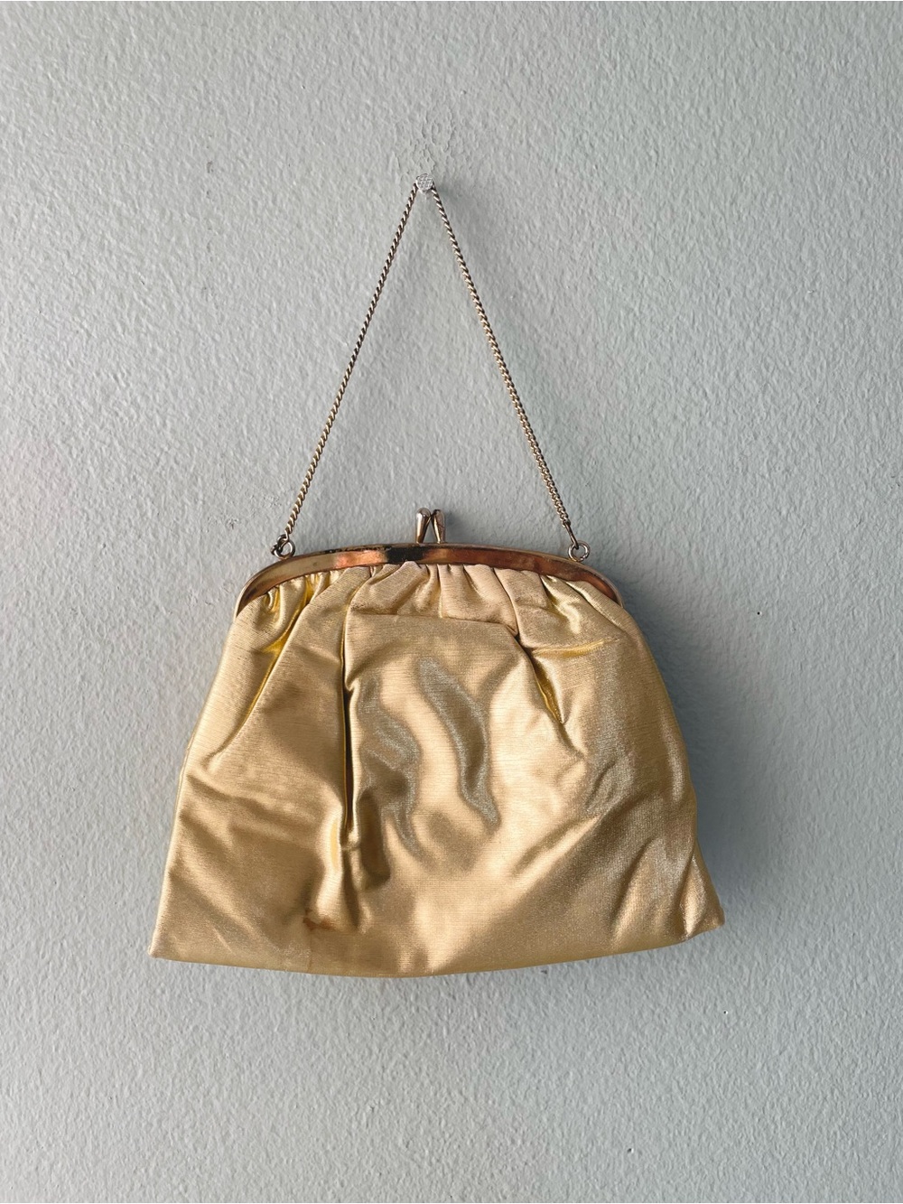 🌻5/$15🌻 Vintage | 80s Mini Gold Shimmery Chain-Strap Handbag Purse Clutch